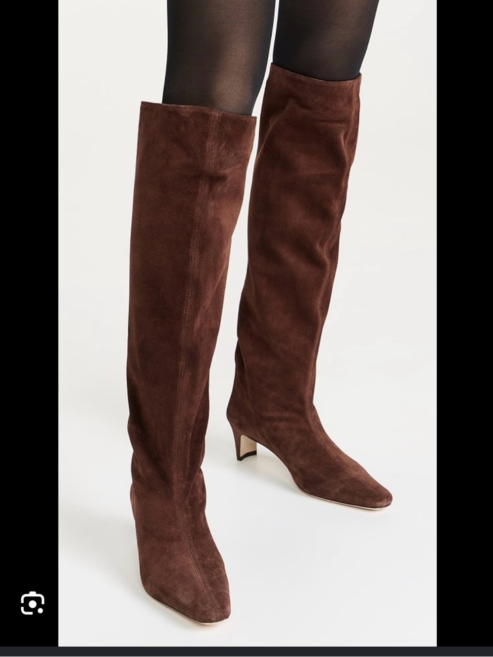STAUD Suede Knee-High Pointed-Toe Boots - Mahogany